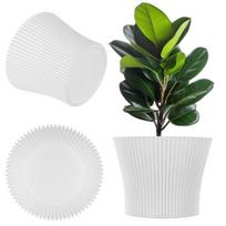 Vazonas KADAX 11 cm, plastikinis, baltas, su stovu