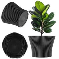 Vazonas KADAX 15 cm, plastikinis, juodas, su stovu
