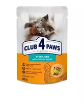 Club 4 Paws Sterilised konservai katėms su vištiena drebučiuose, 80 g