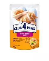 Club 4 Paws konservai katėms su jautiena drebučiuose, 85 g