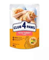 Club 4 Paws konservai katėms su kalakutiena drebučiuose, 85 g