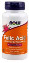 NOW Foods Folic Acid with Vitamin B12, 800mcg - 250 tablečių