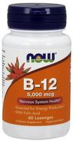 NOW Foods Vitamin B-12 with Folic Acid, 5000mcg - 60 pastilių