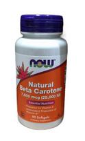 NOW Foods Beta Carotene Natural, 7 500 mcg (25 000 IU) - 90 kapsulių
