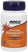 NOW Foods Vitamin D-3, 1000 IU (Chewable) - 180 kramtomųjų tablečių