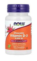NOW Foods Vitamin D-3, 5000 IU (Chewable) - 120 kramtomųjų tablečių