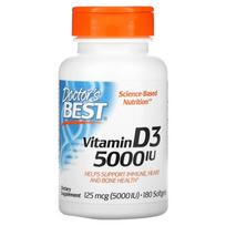 Doctor's Best Vitamin D3, 5000 IU - 180 kapsulių