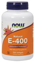 NOW Foods Vitamin E-400 - Natural (Mixed Tocopherols) - 250 kapsulių