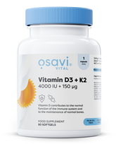 Osavi Vitamin D3 + K2, 4000IU + 150mcg - 60 kapsulių