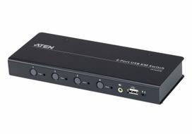Aten 4 Port USB KVM Switch 4-Port USB KM Switch, Black