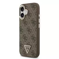GUESS PU Leather 4G Triangle Logo phone case with MagSafe support for iPhone 17 in brown