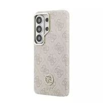 GUESS PU Leather 4G Rhinestone Logo Gold Frame phone case for Samsung Galaxy S26 Ultra (S948) pink