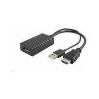 Adapter AV PremiumCord HDMI - DisplayPort + USB-A Black | kportad09 | 8592220013042