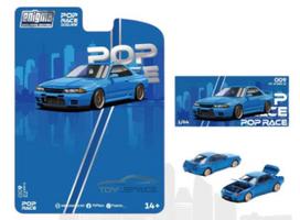 PRE-ORDER Pop Race Modeliukas 1/64 Nissan Skyline R32, Bayside Blue