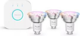 Starter kit, LED bulb GU10, 4.7W, 345lm, White and Colour Ambiance, 3 pcs. + bridge, Hue Essential 929004235707 | 8721103103710