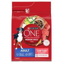 PURINA ONE Adult Medium/Maxi Maistas suaugusiems šunims, turtingas jautiena su ryžiais 2,5 kg