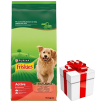 Friskies Active maistas suaugusiems šunims su jautiena ir daržovėmis, 15 kg + Staigmena Šunui