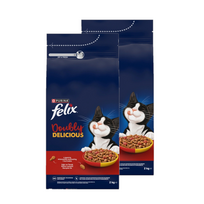 Felix Doubly Delicious suaugusių kačių maistas su skaniu jautienos ir vištienos mišiniu, 2x2 kg