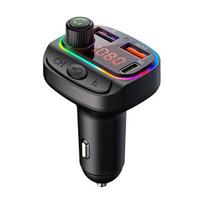 Reguliuojamu spalvų FM Bluetooth moduliatorius su 2 USB  / usb type c jungtimi