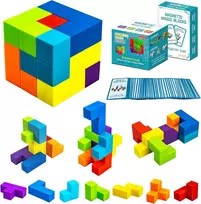 Magnetinių 3D kaladėlių dėlionė kubas su kortelėmis