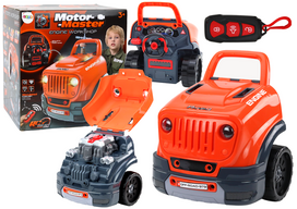 Vaikiškas dirbtuvių automobilio variklio ardymo rinkinys oranžinis