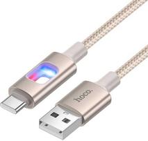 LED kabelis USB A į USB C Hoco 3A 1,2 m U144 baltas