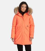 Huppa moteriškas parkas su natūraliu kailiu 200gr Vivian 1 12498120*00049, ryškus koralas