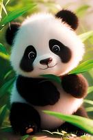 Deimantinė mozaika Mielas panda LC060e, 40x50 cm, Diamond painting