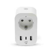 Prisijungusi rozetė - NEDIS - Tipas E - 3680W - 2 USB-A prievadai - USB-C PD - Laikmatis