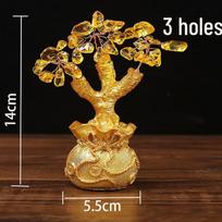 Citrinų likimo medžio ir pinigų maišelio dervos papuošalai – įėjimo ir spintelių puošmenos Mini Fortune Tree, No money pendant brown