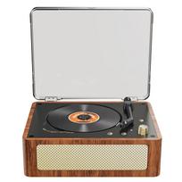 Vintažinis medinis kompaktinių diskų grotuvas su įmontuotu HIFI stereo garsiakalbiu, nešiojamas BT grotuvas namams ruda