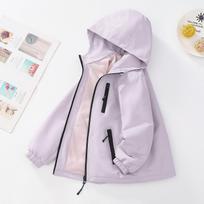 Girls' Trendy Fleece-Lined Windbreaker - Spring/Autumn 2025 170 violetinė