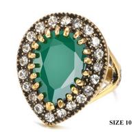Kinel Selling Vintage Wedding Rings Antique Gold Big Water Drop Finger Rings For Women Boho Ethnic Engagement Jewelry adjustable opening