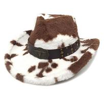 Fashionable Cow Pattern Accent Unisex Cowboy Hats Comfortable Fabric Various Colors Available M ruda