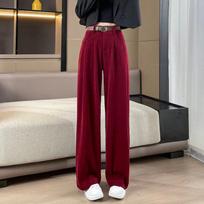 Women's Corduroy Wide Leg Pants Casual Loose Office Pants Large Size Pants Includes Belt 4XL
