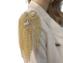 Fringe Rhinestone Epaulette Waterdrop Shoulder Epaulette Sparkling Tassel Epaulet Accessory for Costume Party Stage Performance gray