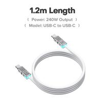 QOOVI PD 240W USB C į USB Type C laidas, skirtas Macbook nešiojamojo kompiuterio įkrovikliui, greitas įkrovimas, skirtas iPhone 16 Xiaomi Samsung įkrovimo laidas 1.2m(3.94ft) balta