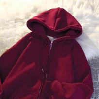 Ladies Spring and Autumn Oversize Hoodie Jacket Zipper Cardigan Jacket Lazy Style Solid Color Jacket 2XL