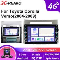 Android 12 Automobilinis radijas multimedija Vaizdo grotuvas Toyota Corolla Verso AR10 2004-2009 4G 8 branduolių autoradijas GPS navigacija CarPlay ekranas 8-core 4GB+64GB