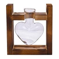 Plants Propagation Station with Wooden Stand Indoor Plant Terrarium Hydroponic Flower Holder Container Decoration Table Centerpiece Small Love Heart