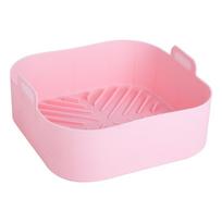 21 cm silikoninis oro gruzdintuvės puodo padėklas Grilis Grilis kepsninės lėkštė Airfryer orkaitė Kepimo formų puodas Maisto saugaus daugkartinio naudojimo kvadratinė oro gruzdintuvė