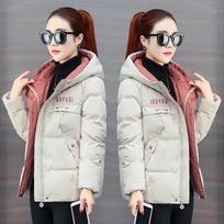 Winter Jacket Women Parkas Hooded Thick Down Padded Parka Short Coat Slim Warm Outwear XS juoda