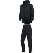 Nike Logotipu margintas šilta striukė, siuvinėti vienspalviai flisiniai ilgi kelnės, laisvalaikio sportinis kostiumas vyrams, kostiumas, juodas 623451-010+716831-010 L