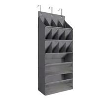 Multipurpose Over The Door Storage Bag 15 Pockets For Footwear Books And Other Items pilka spalva