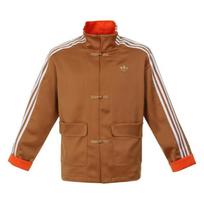 Adidas Originals striukė Ctt Jk Cn stiliaus madinga dryžuota ilgomis rankovėmis vaikams ruda JM9182 152
