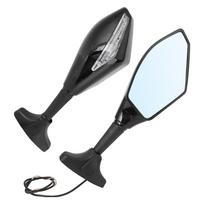 2 vnt. LED galinio vaizdo veidrodėlių, modifikuotas motociklo veidrodėlio lempos korpusas su šviesa (juodas) juoda