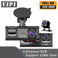 3 kameros objektyvo automobilinis DVR 3 kanalų Dash Cam HD 1080P Dash Camera Dviejų objektyvų Dashcam vaizdo įrašymo įrenginys Black Box 24h parkavimo stebėjimas 2 - front+interior