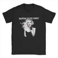 Vyriški oficialūs Lady Born This Way marškinėliai Dainininkė Roko Gagas Medvilniniai Prekiniai ženklai Šaunūs trumpomis rankovėmis apvalia apykakle Marškinėliai Suaugusiųjų marškinėliai M