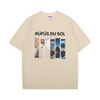 Rufus Du Sol Merch Tour 2026 Grafikos Trumpomis Rankovėmis Marškinėliai Vyrams Moterims Vintage Streetwear Marškinėlis Medvilniniai Laisvalaikio O-Kaklo Viršutiniai Drabužiai Unisex L