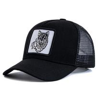 Unisex beisbolo kepuraitė su vilko siuvinėtu pleistru, raštuotos kepurės, vyriška, moteriška, vasarinė, trucker stiliaus 56cm-60cm juoda
